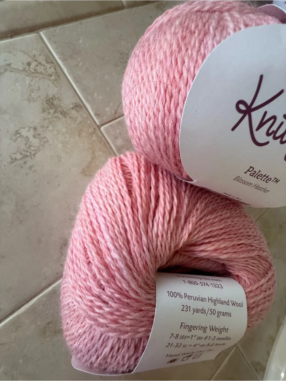 Knit Picks Palette Blossom Heather Pink Fingering Weight Wool Yarn